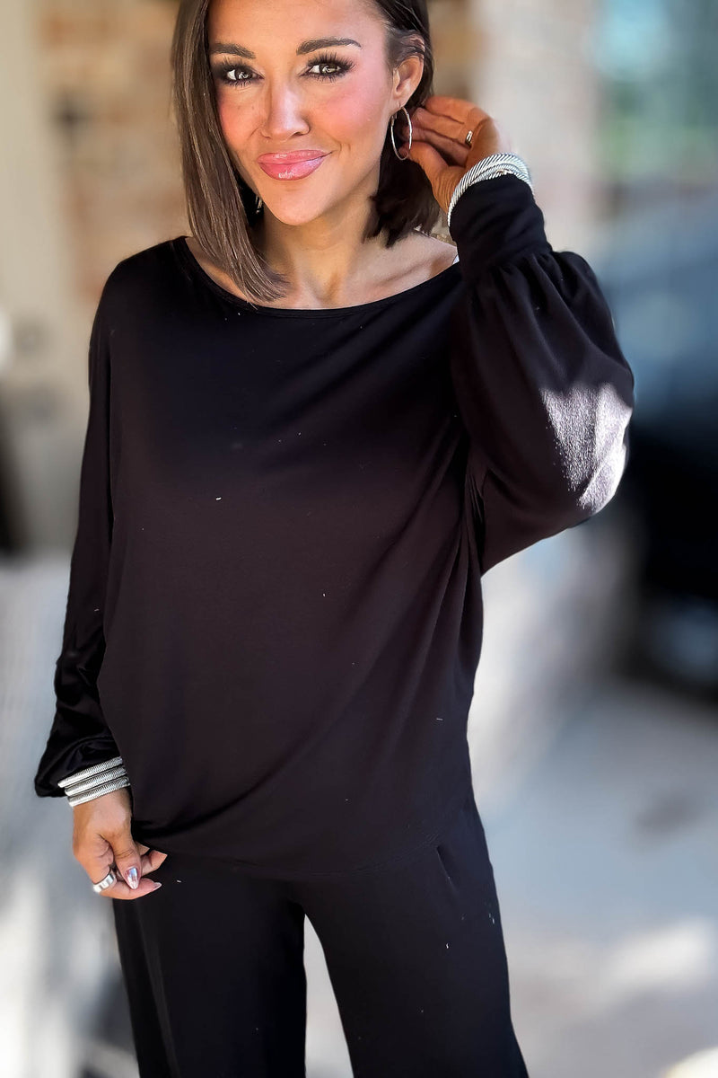 2 Heart Jersey Knit Black Top