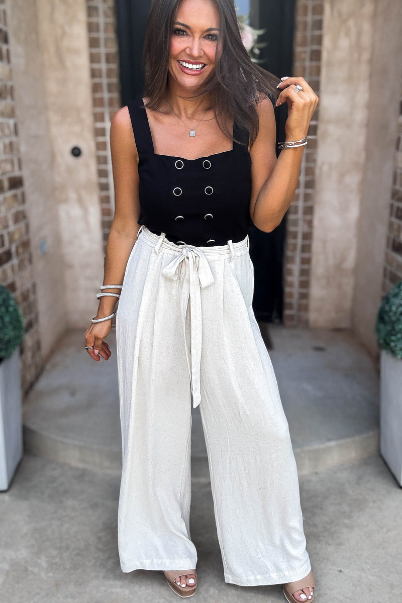 Mable Best Dressed Double Button Bodice And Linen Mix Jumpsuit
