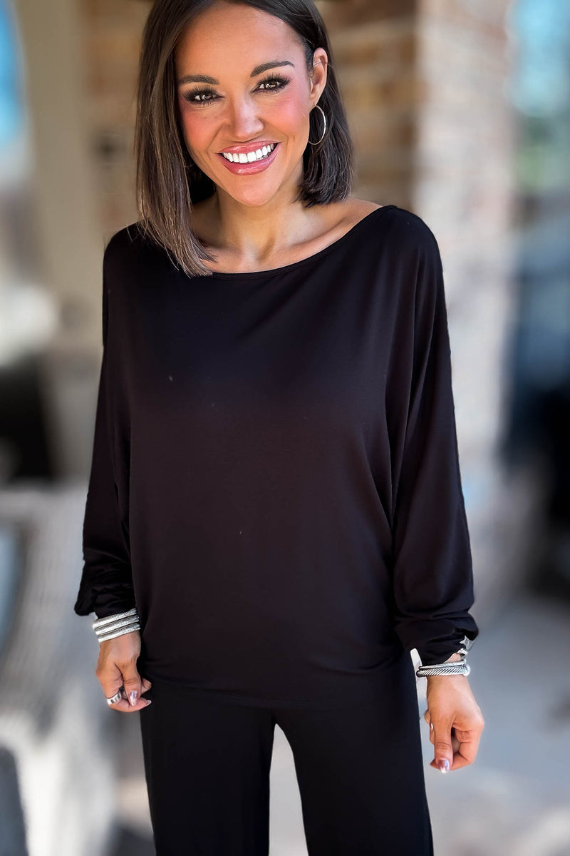 2 Heart Jersey Knit Black Top