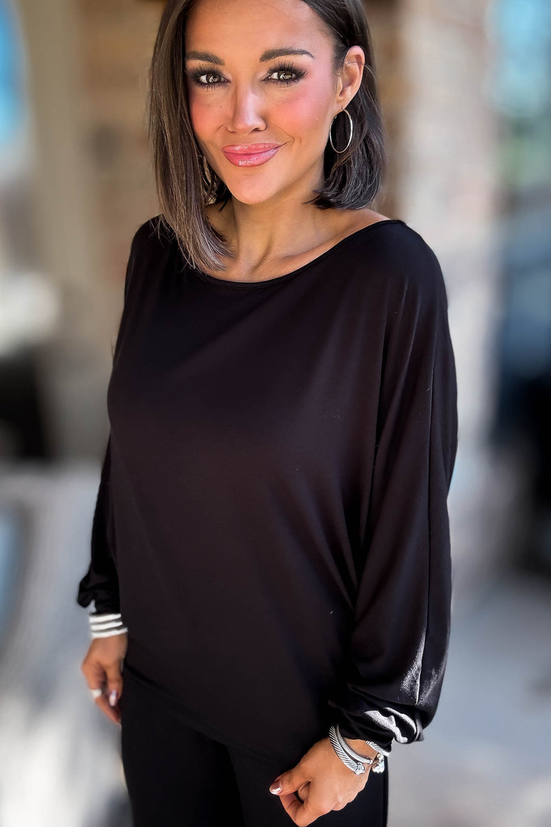 2 Heart Jersey Knit Black Top