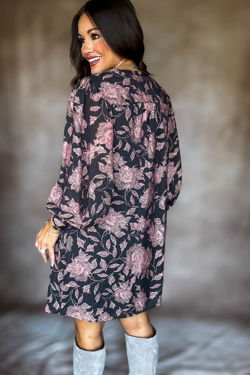 Front Tassel Tie Floral Peasant Dress