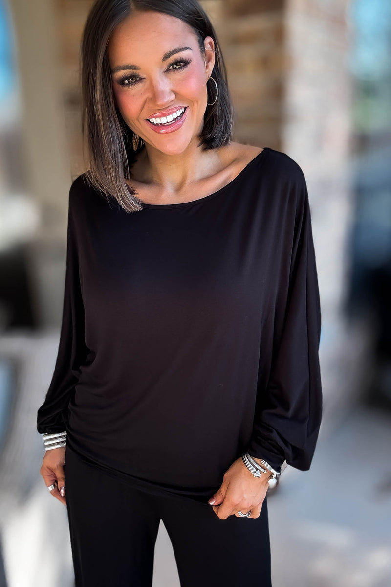 2 Heart Jersey Knit Black Top