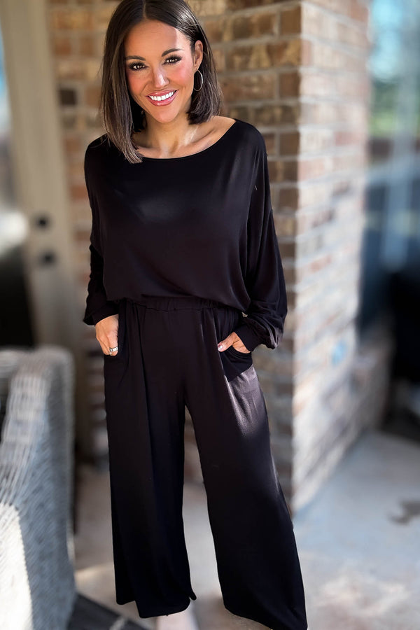 2 Heart Jersey Knit Black Pants