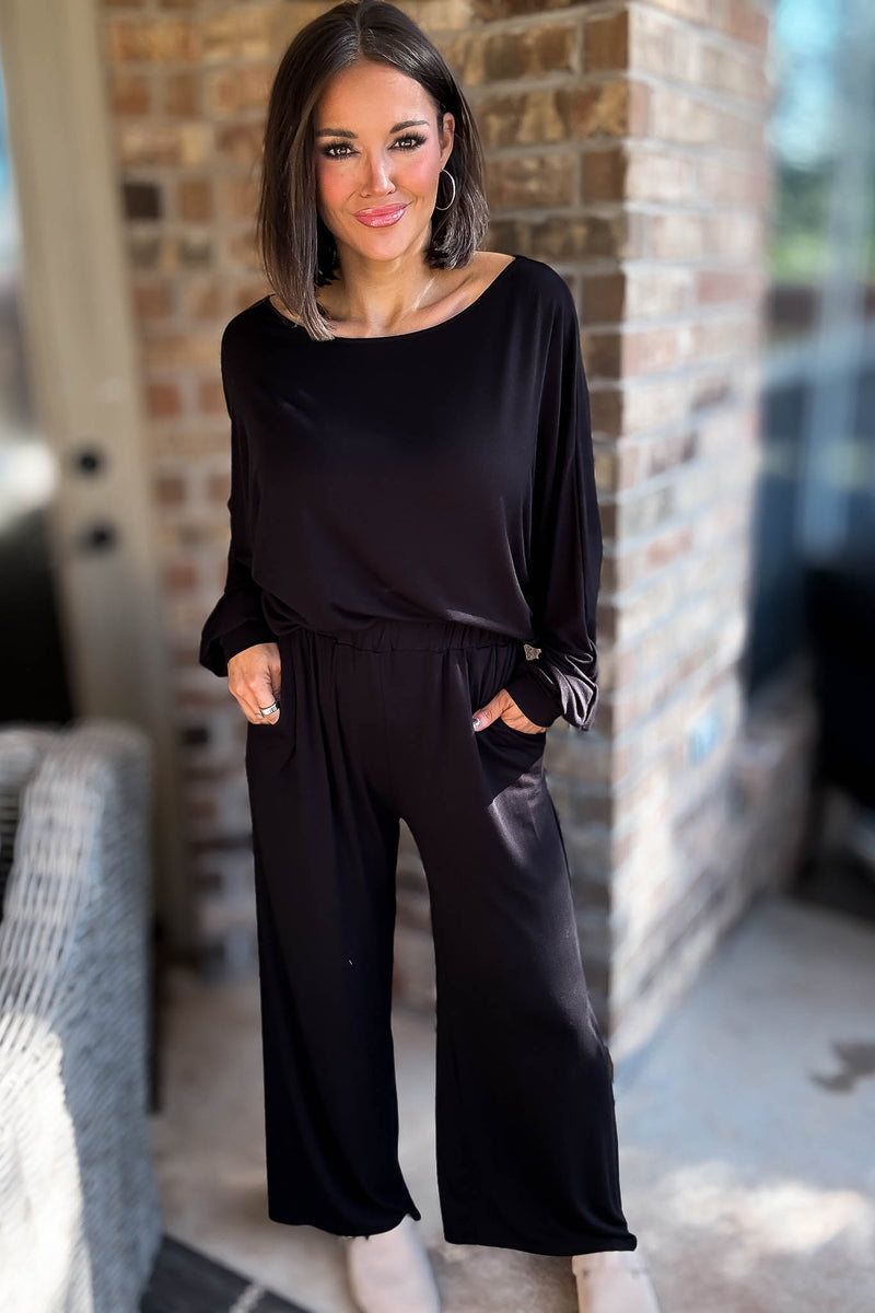 2 Heart Jersey Knit Black Pants