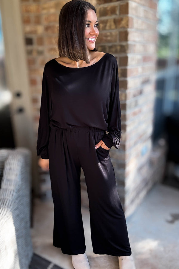 2 Heart Jersey Knit Black Pants