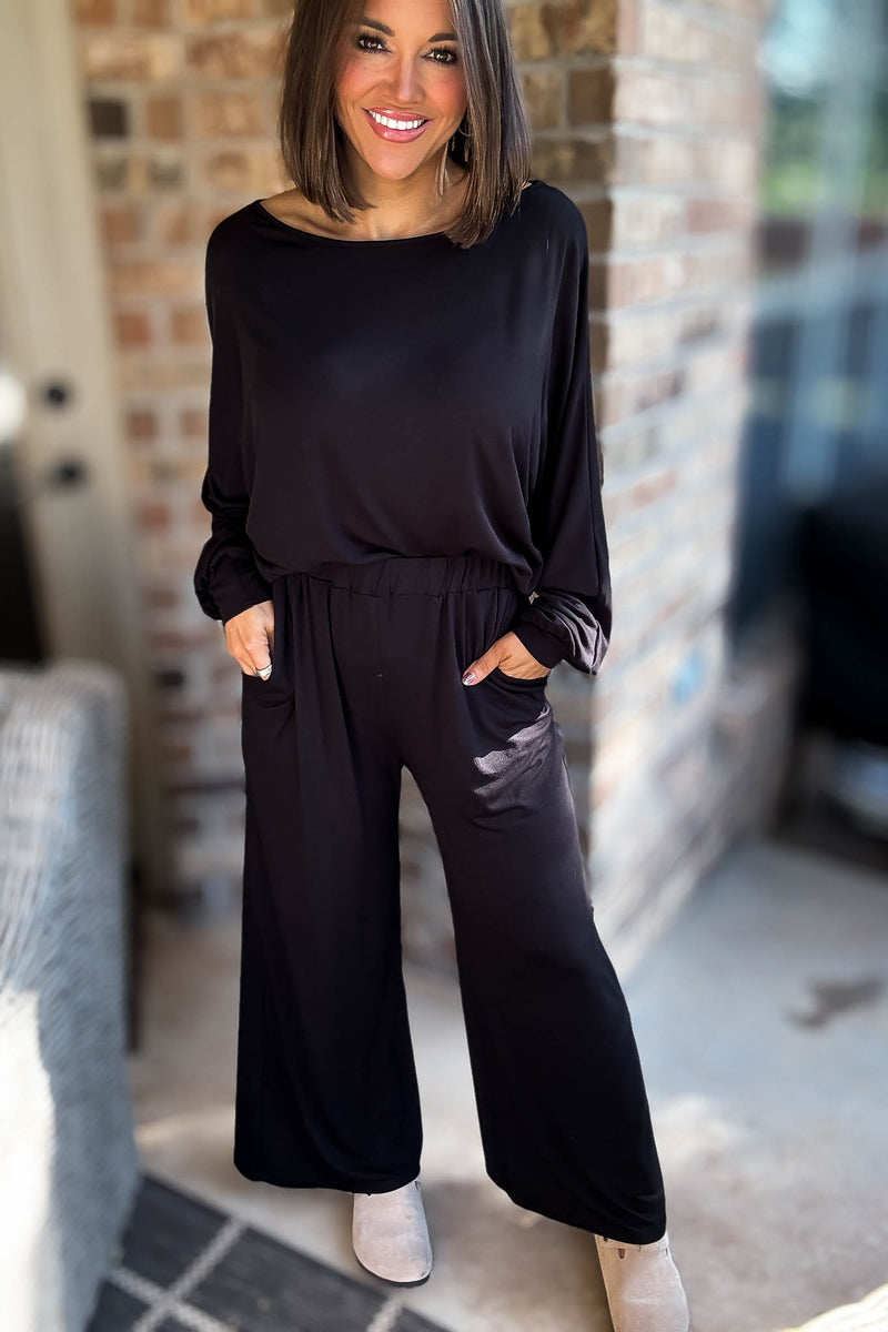 2 Heart Jersey Knit Black Pants