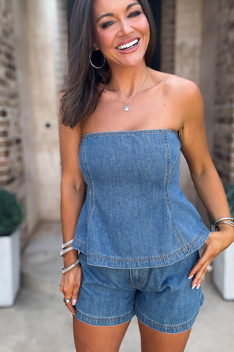 Mable Fit And Flare Denim Tube Top