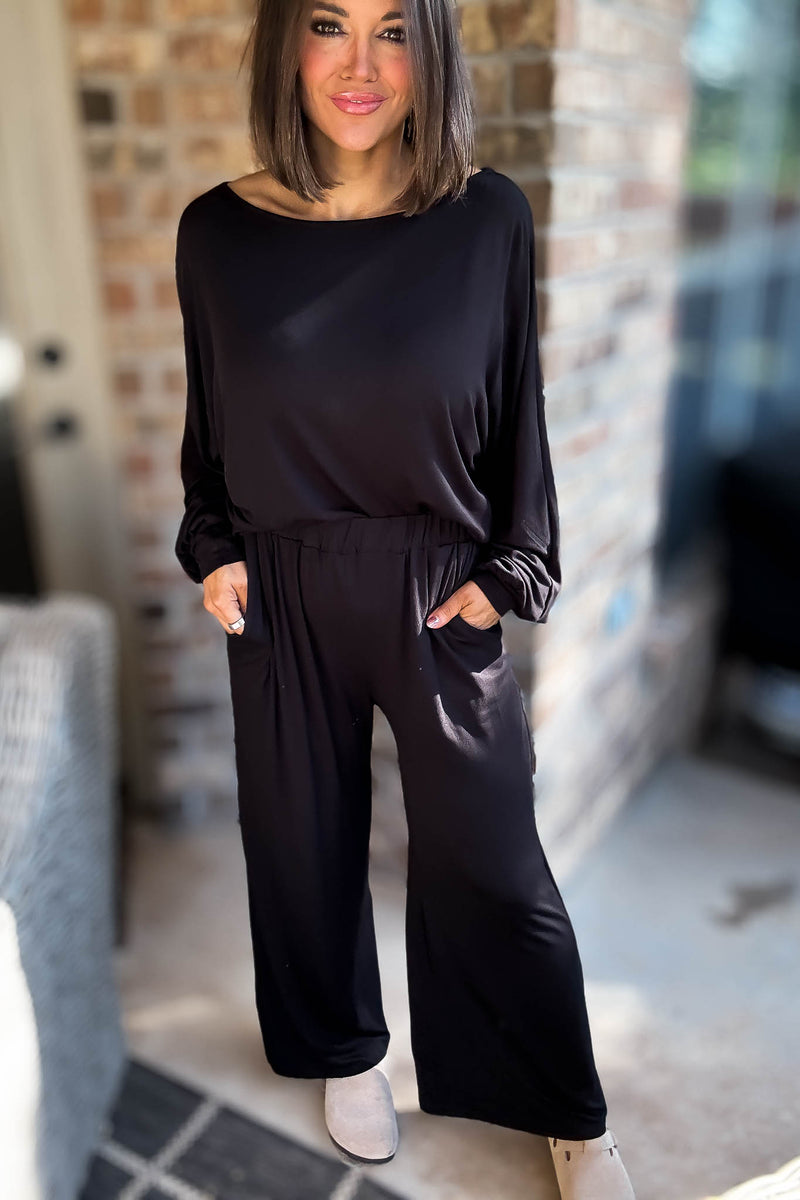 2 Heart Jersey Knit Black Pants