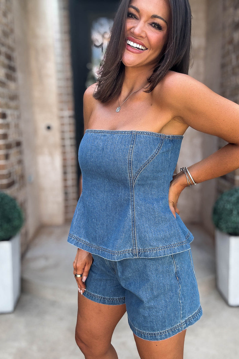 Mable Fit And Flare Denim Tube Top