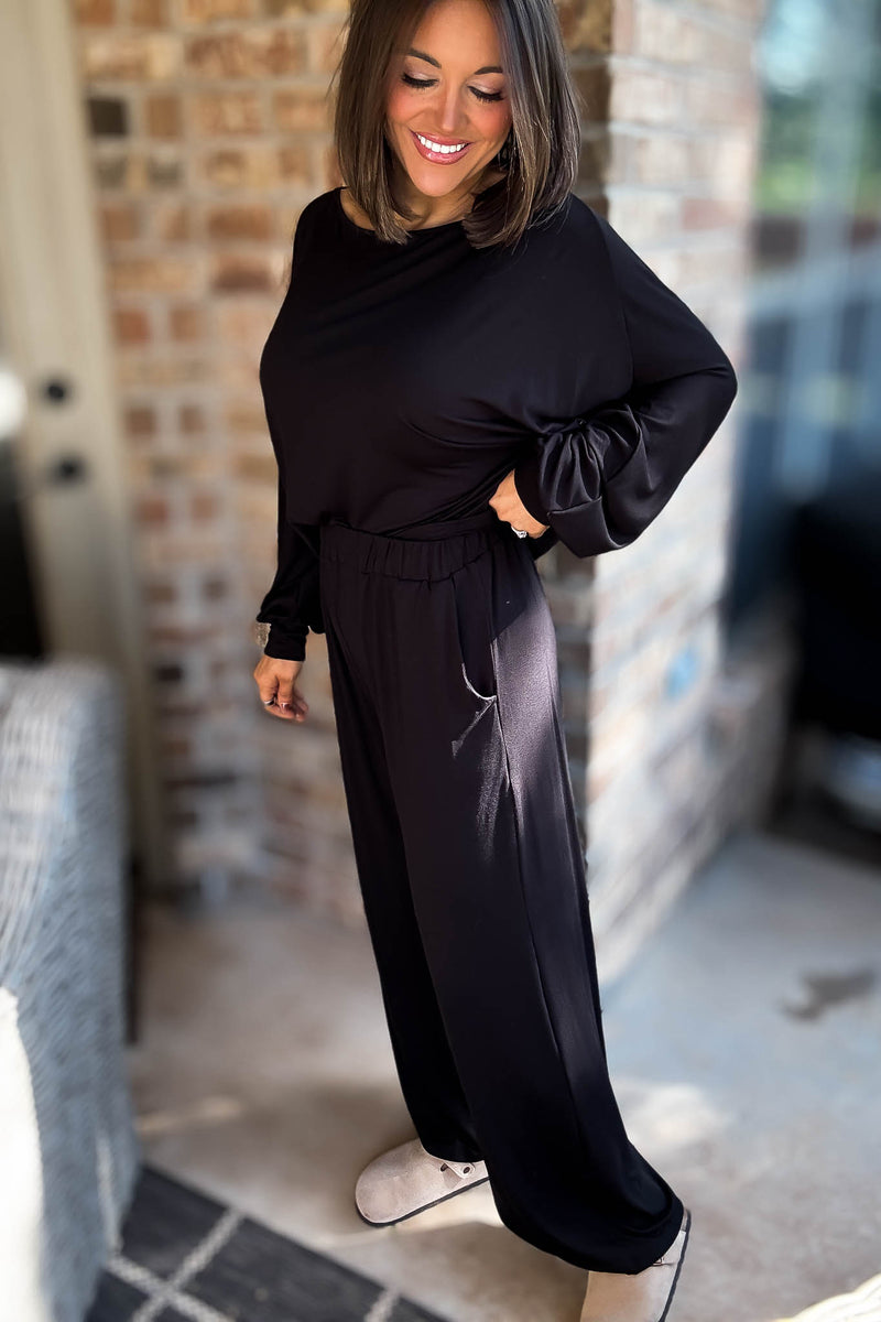 2 Heart Jersey Knit Black Pants