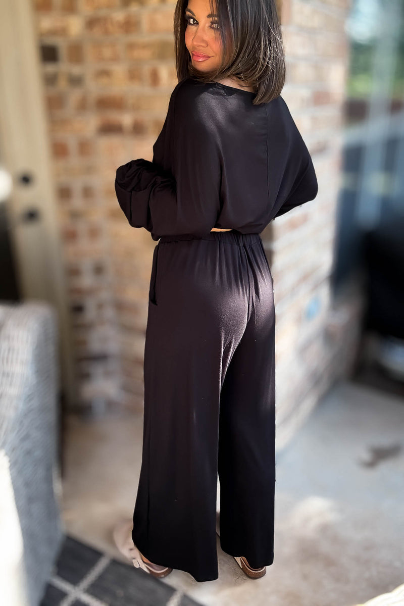 2 Heart Jersey Knit Black Pants