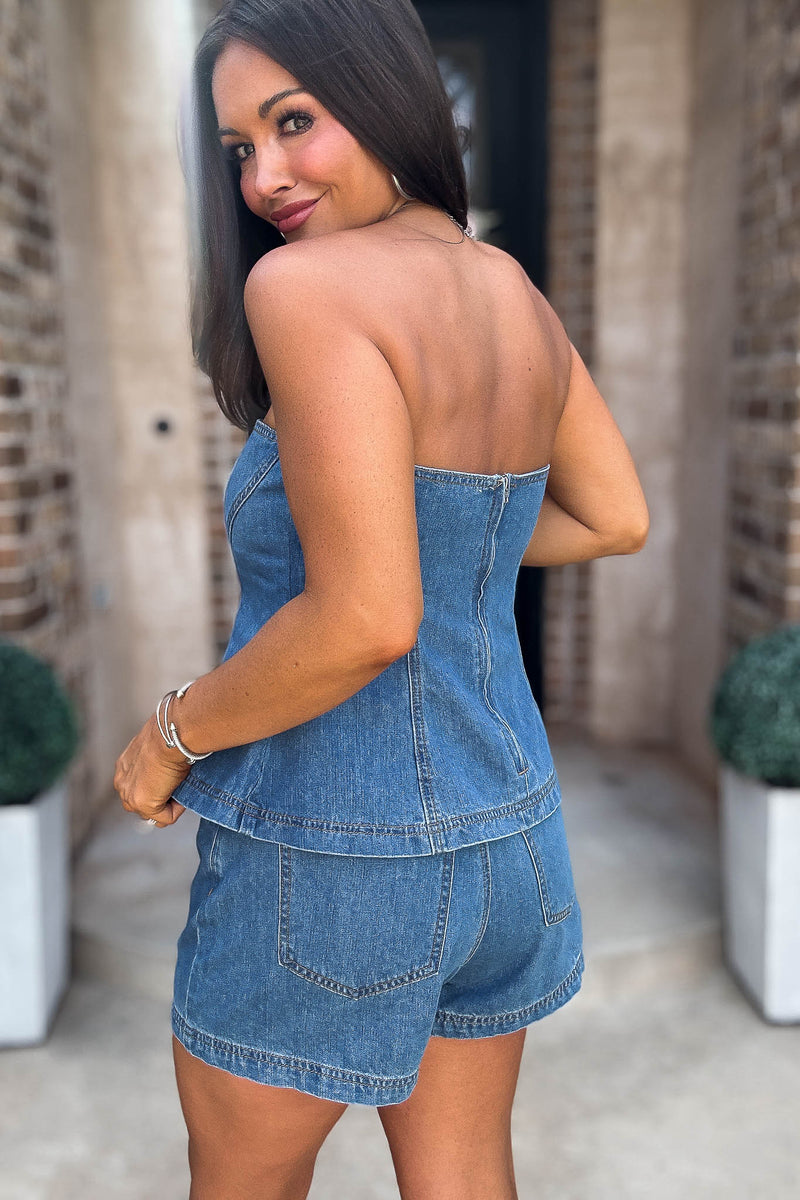 Mable Fit And Flare Denim Tube Top