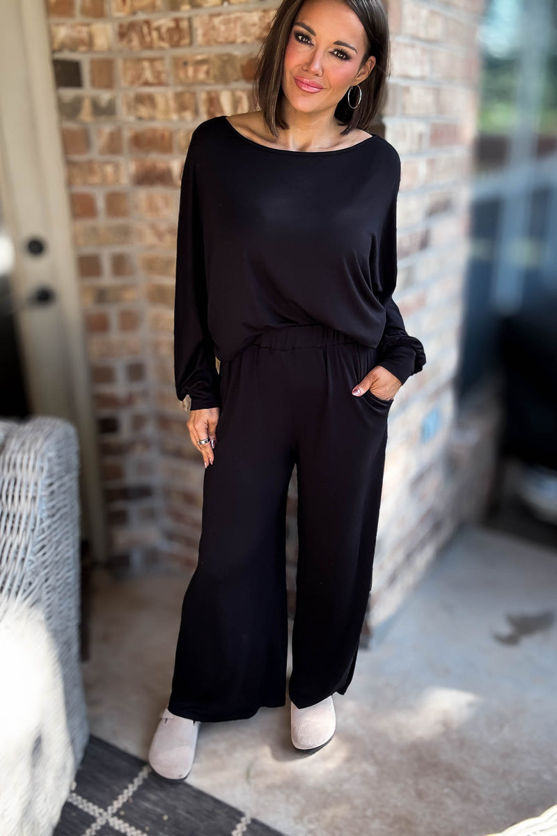 2 Heart Jersey Knit Black Pants