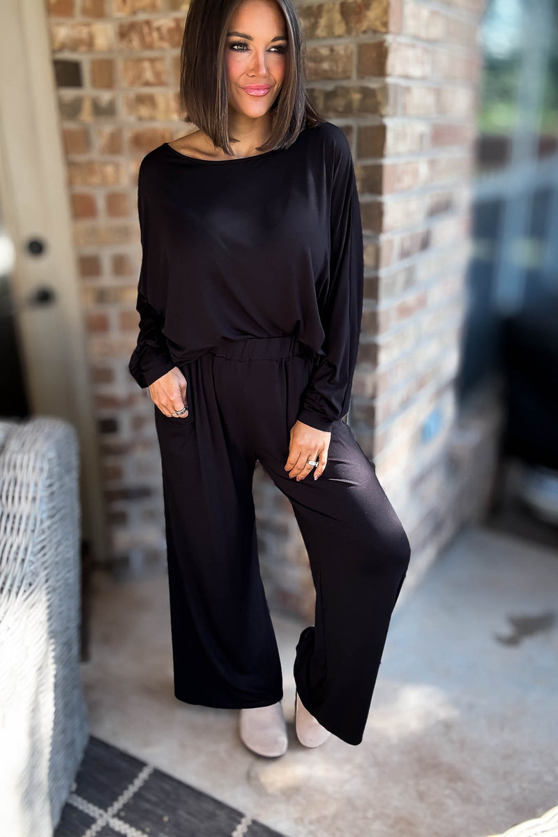 2 Heart Jersey Knit Black Pants