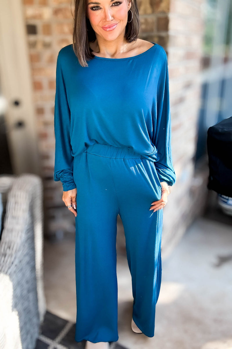 2 Heart Jersey Knit Teal Pants