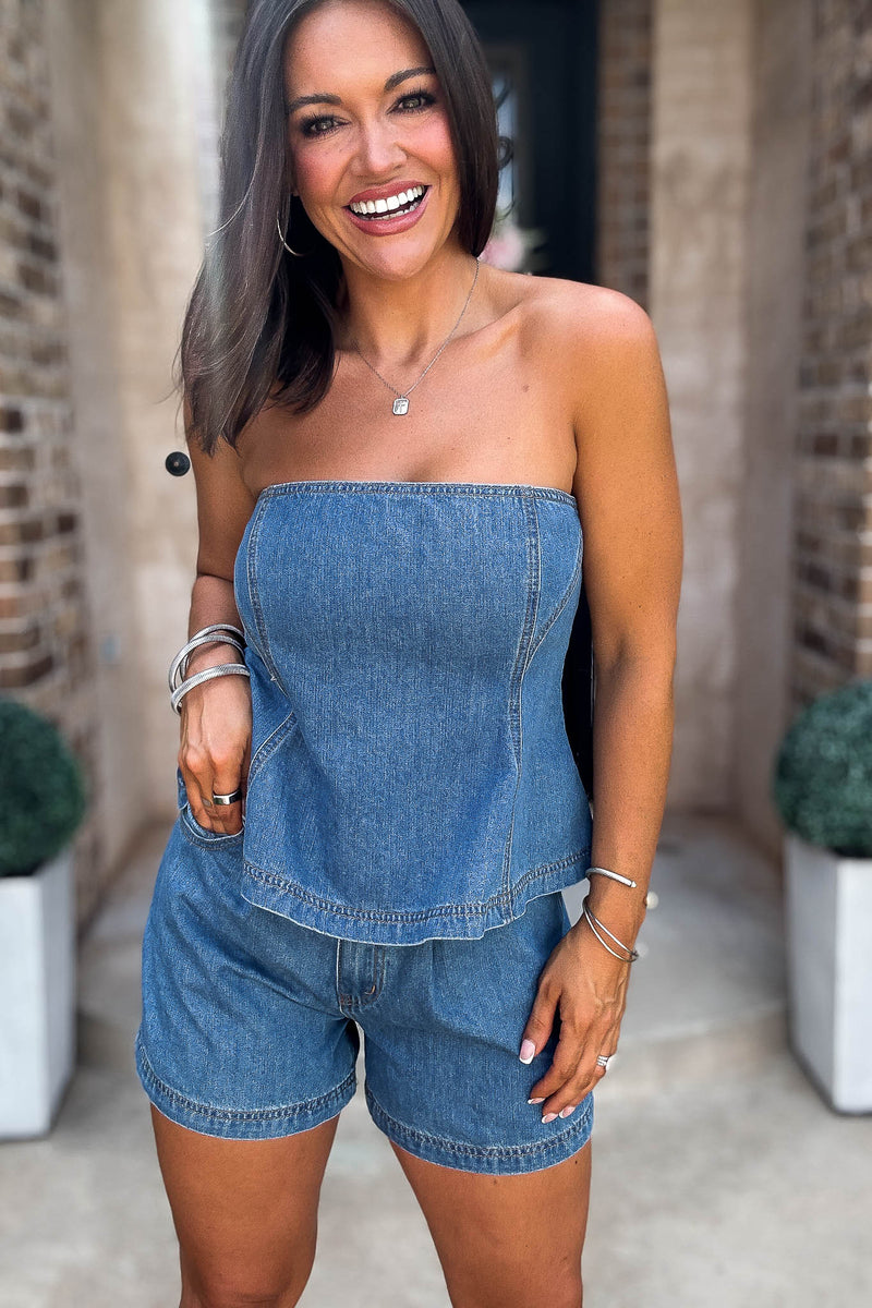 Mable Fit And Flare Denim Tube Top