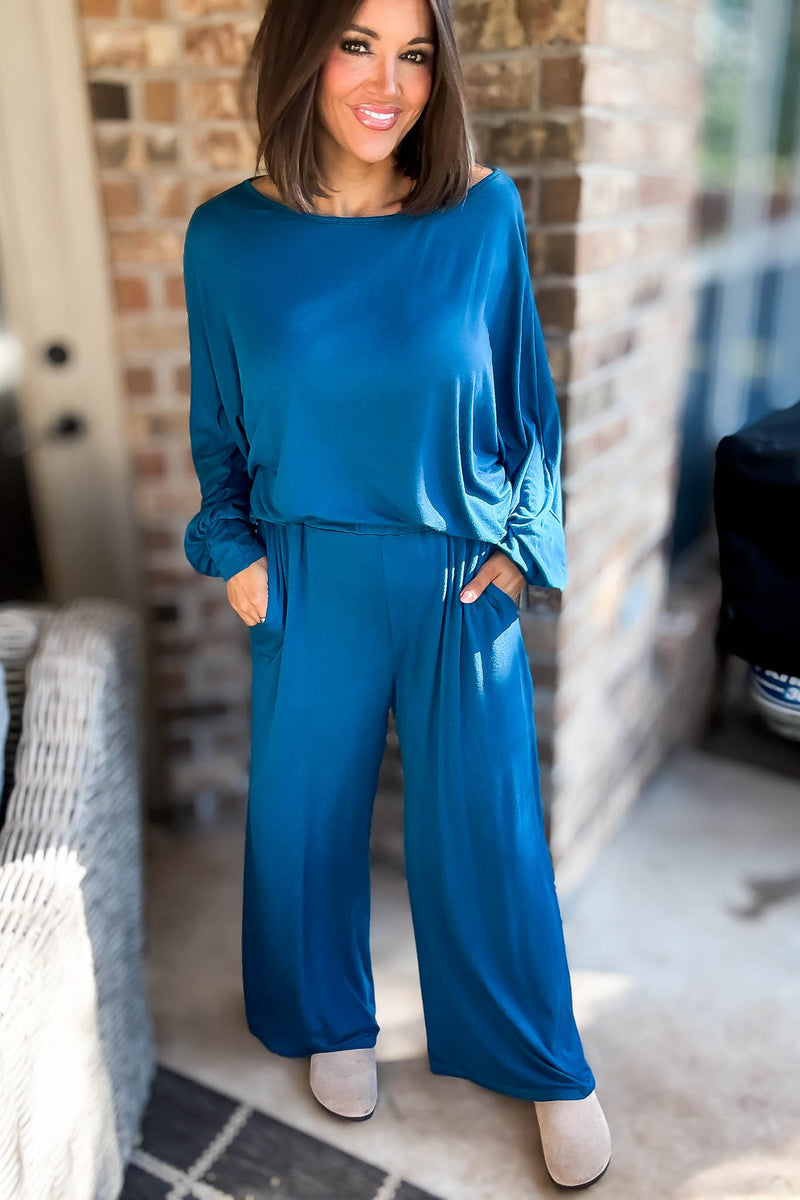 2 Heart Jersey Knit Teal Pants
