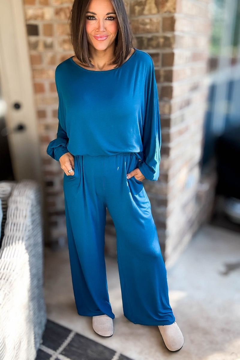 2 Heart Jersey Knit Teal Pants
