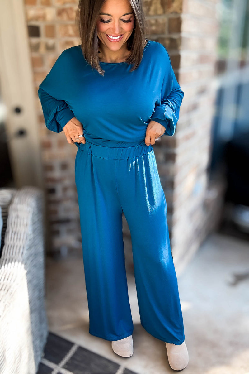 2 Heart Jersey Knit Teal Pants