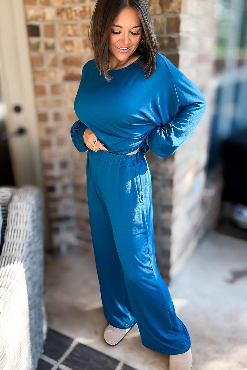 2 Heart Jersey Knit Teal Pants