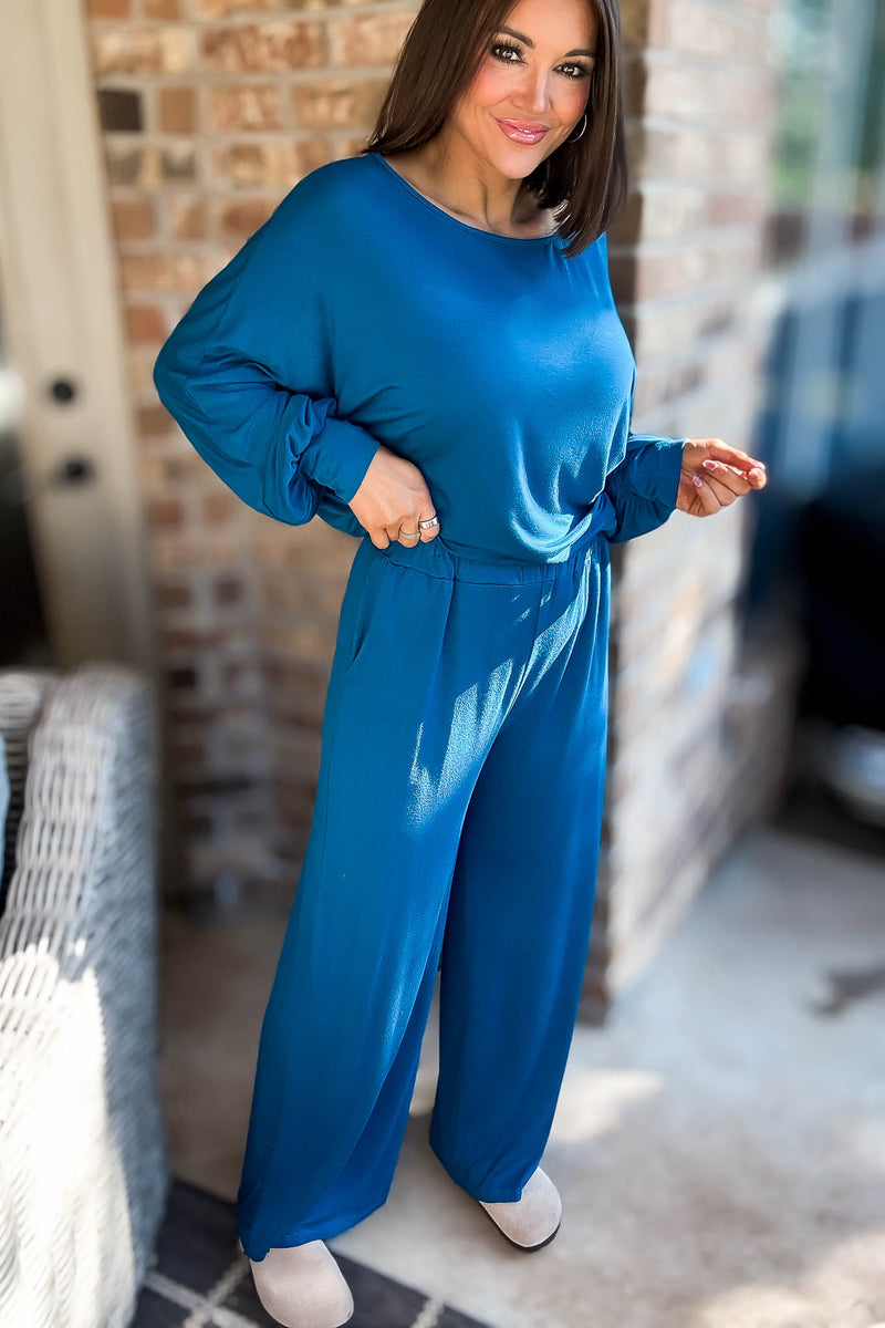 2 Heart Jersey Knit Teal Pants