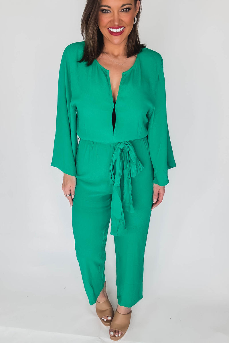 Olivaceous Emerald Kimono Sleeve Jumpsuit