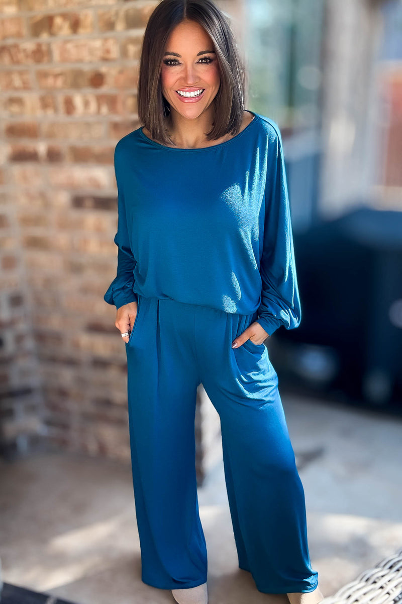 2 Heart Jersey Knit Teal Pants