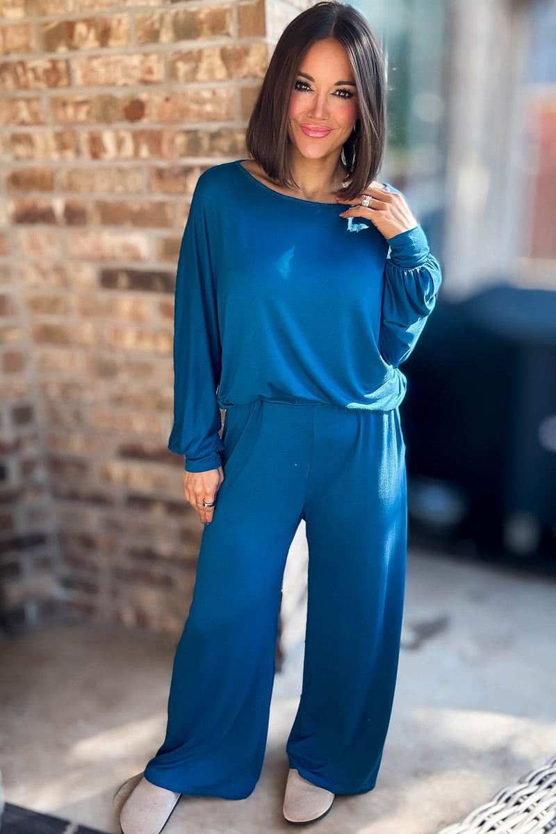 2 Heart Jersey Knit Teal Pants