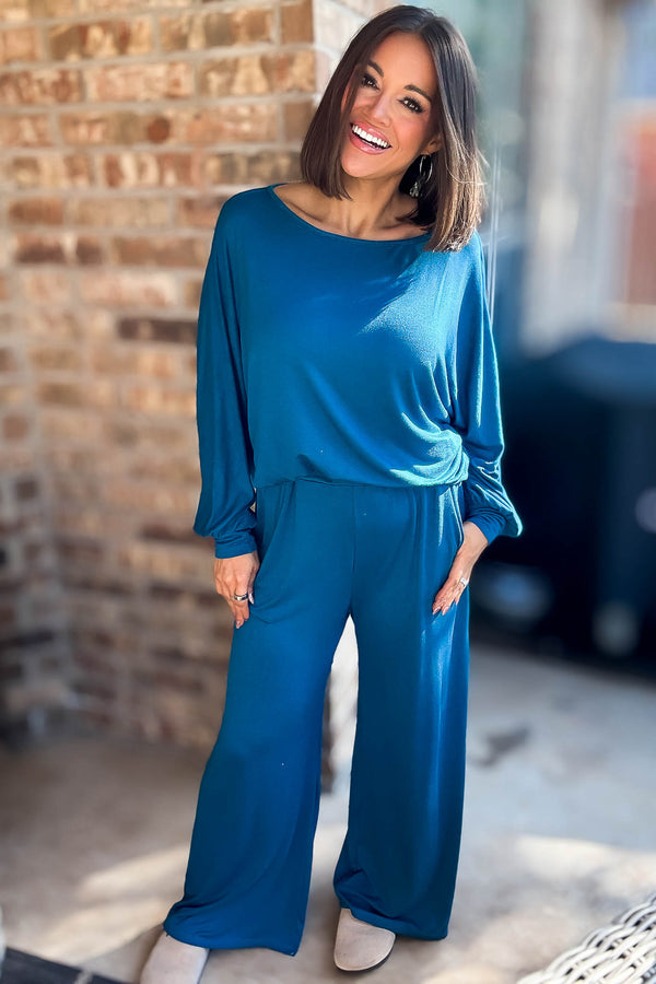 2 Heart Jersey Knit Teal Pants