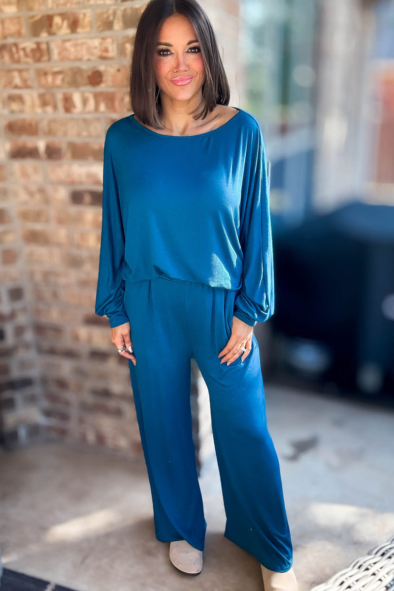2 Heart Jersey Knit Teal Pants