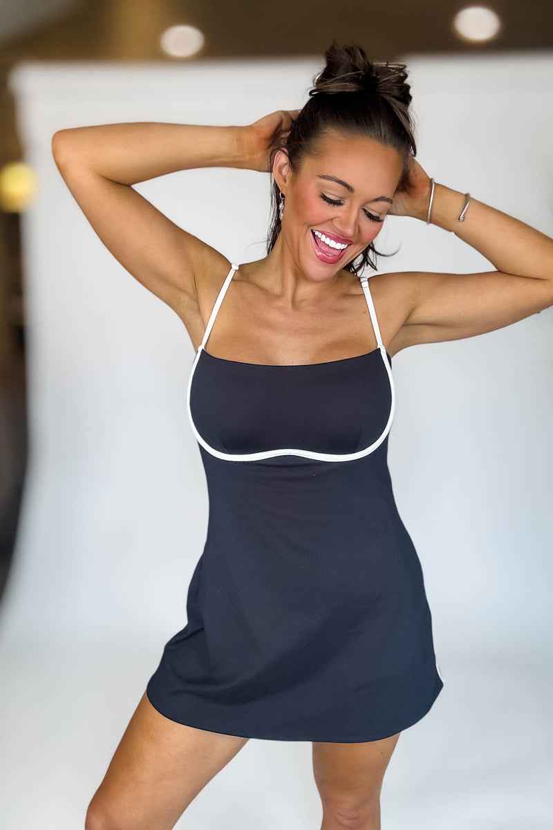 Contrast Detail Tennis Dress