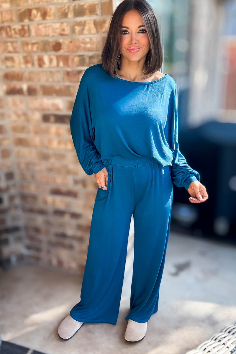 2 Heart Jersey Knit Teal Pants
