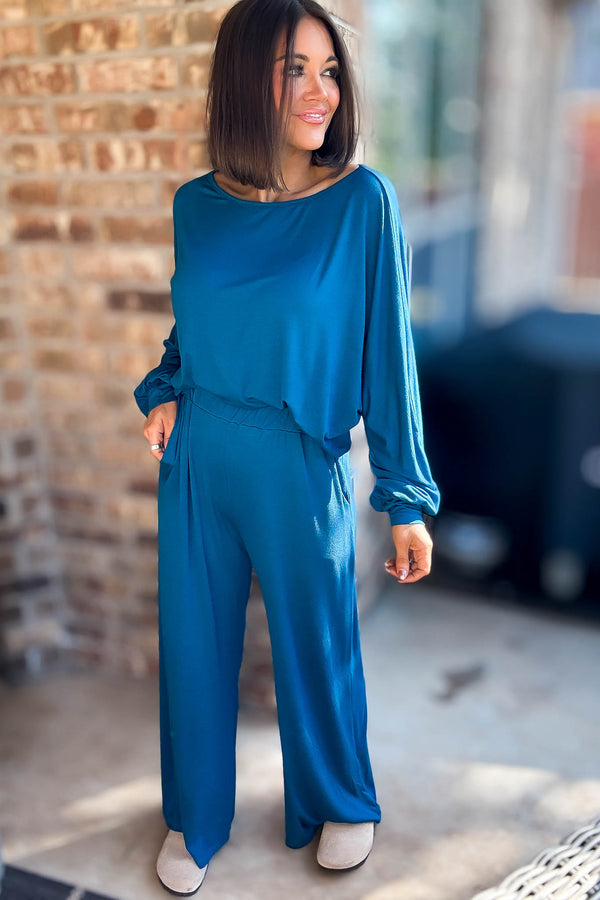 2 Heart Jersey Knit Teal Pants