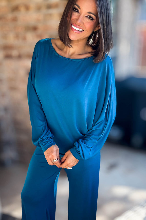 2 Heart Jersey Knit Teal Top