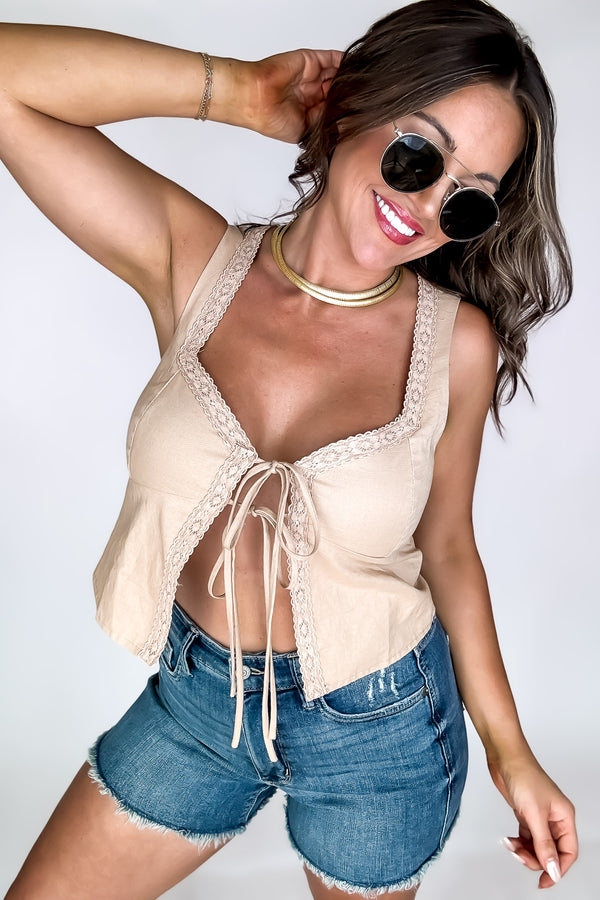 Country Nights Tie Front Cami Top
