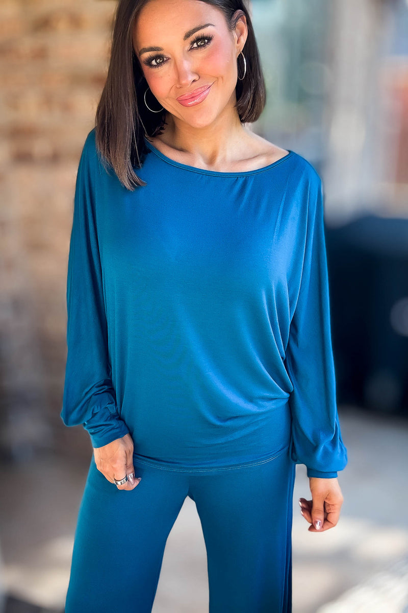 2 Heart Jersey Knit Teal Top