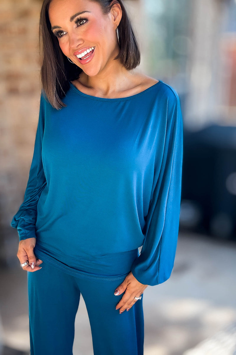 2 Heart Jersey Knit Teal Top