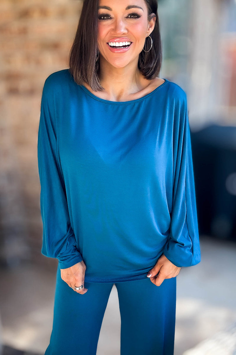 2 Heart Jersey Knit Teal Top