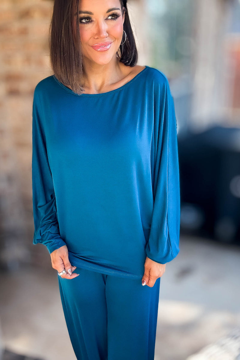 2 Heart Jersey Knit Teal Top