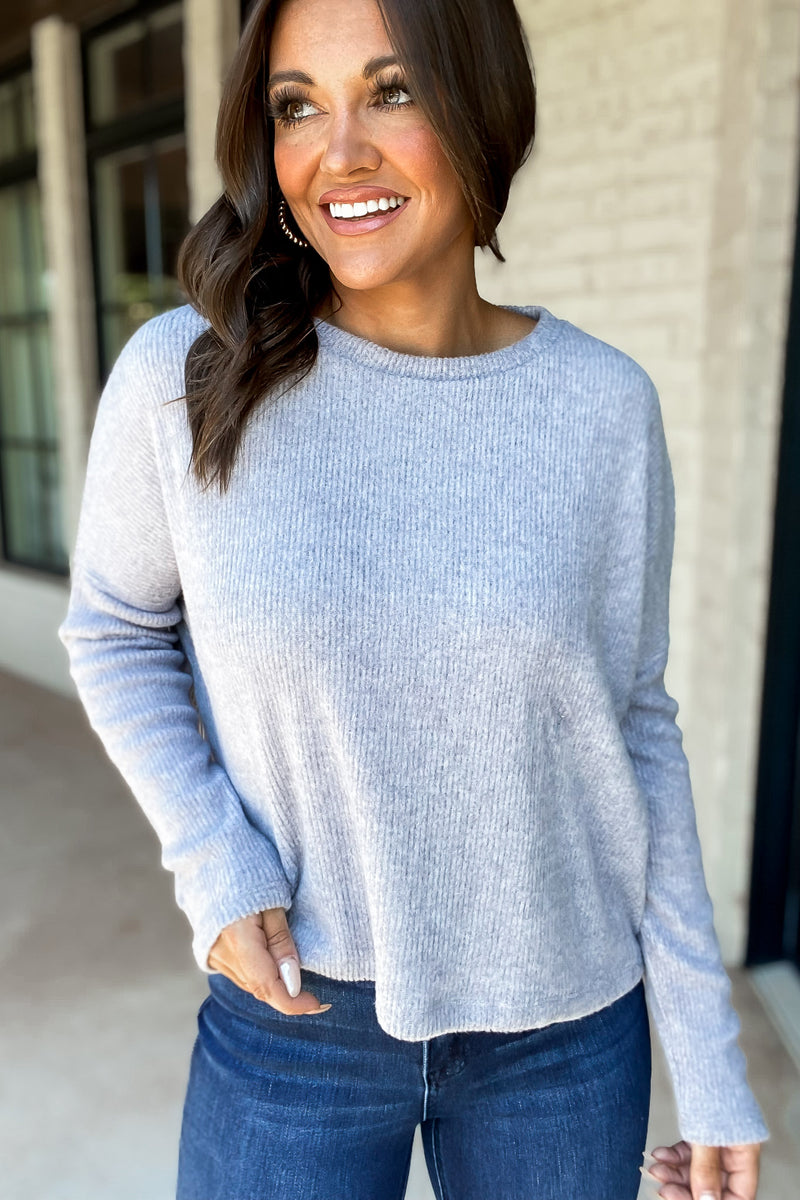 RIBBED DOLMAN LONG SLEEVE SWEATER