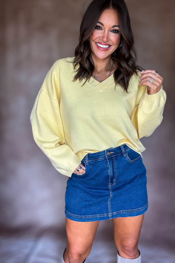 Yellow V-neck Oversized Sweater