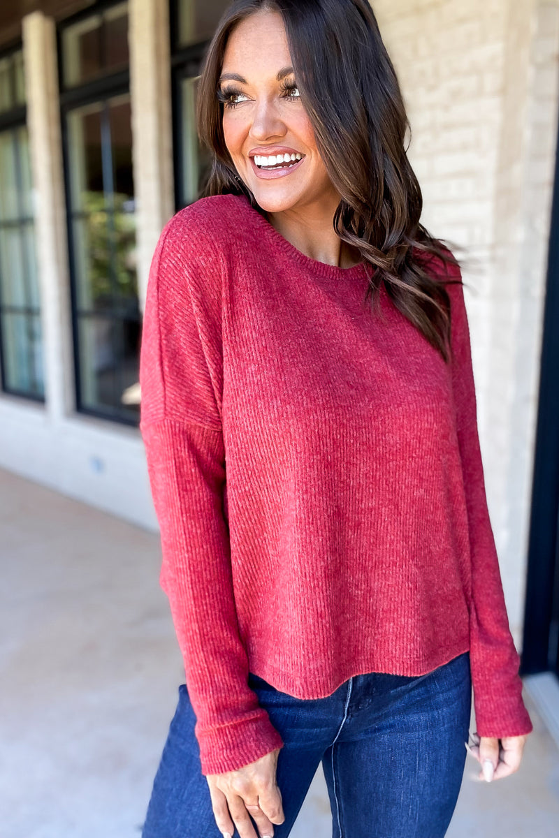 RIBBED DOLMAN LONG SLEEVE SWEATER