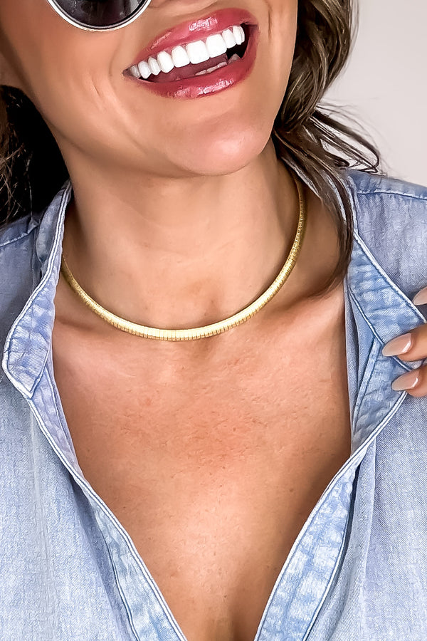 Old Gold Thin Choker Necklace