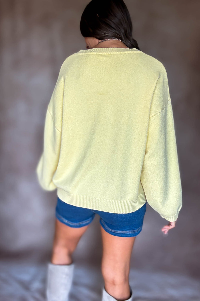 Yellow V-neck Oversized Sweater