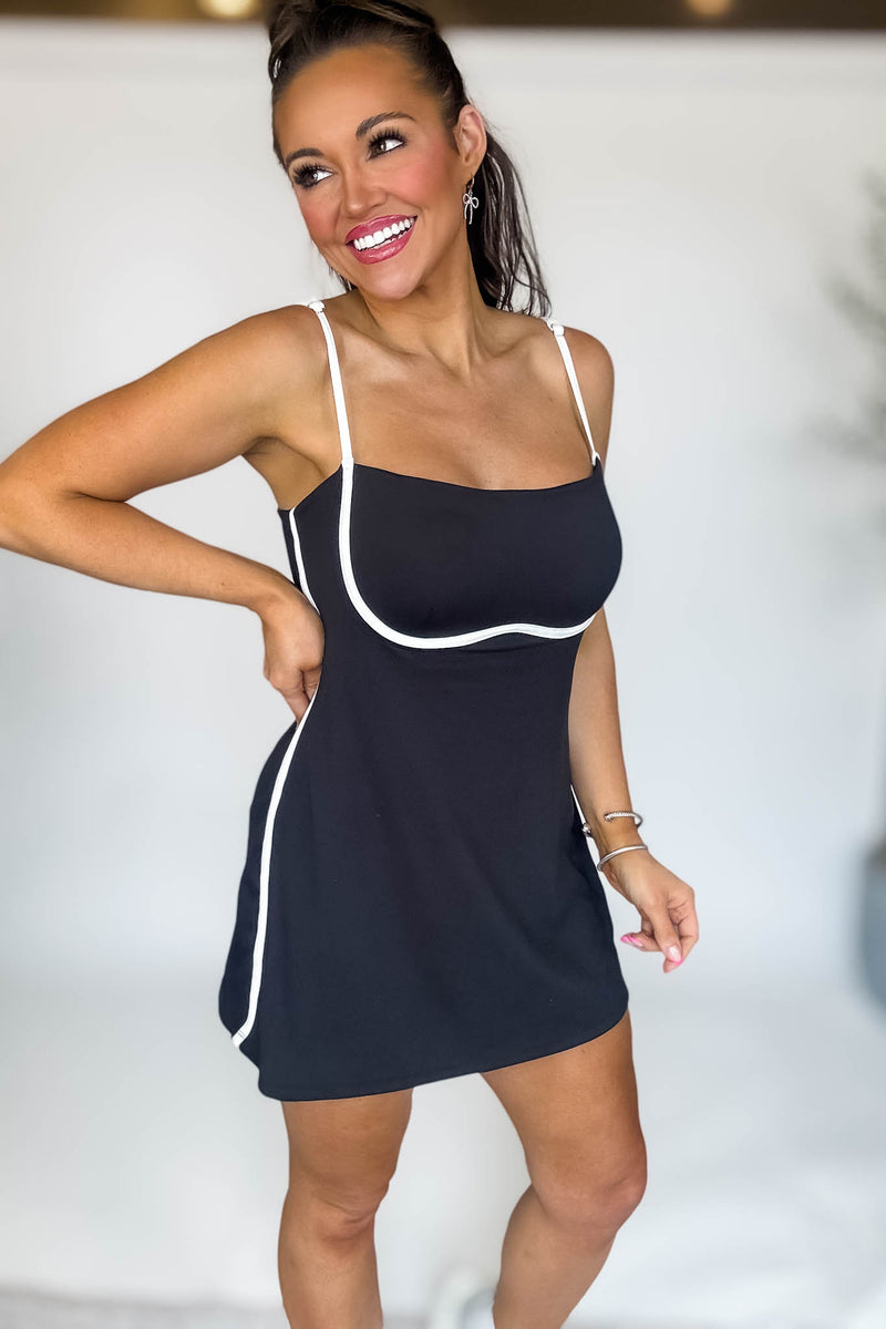 Contrast Detail Tennis Dress