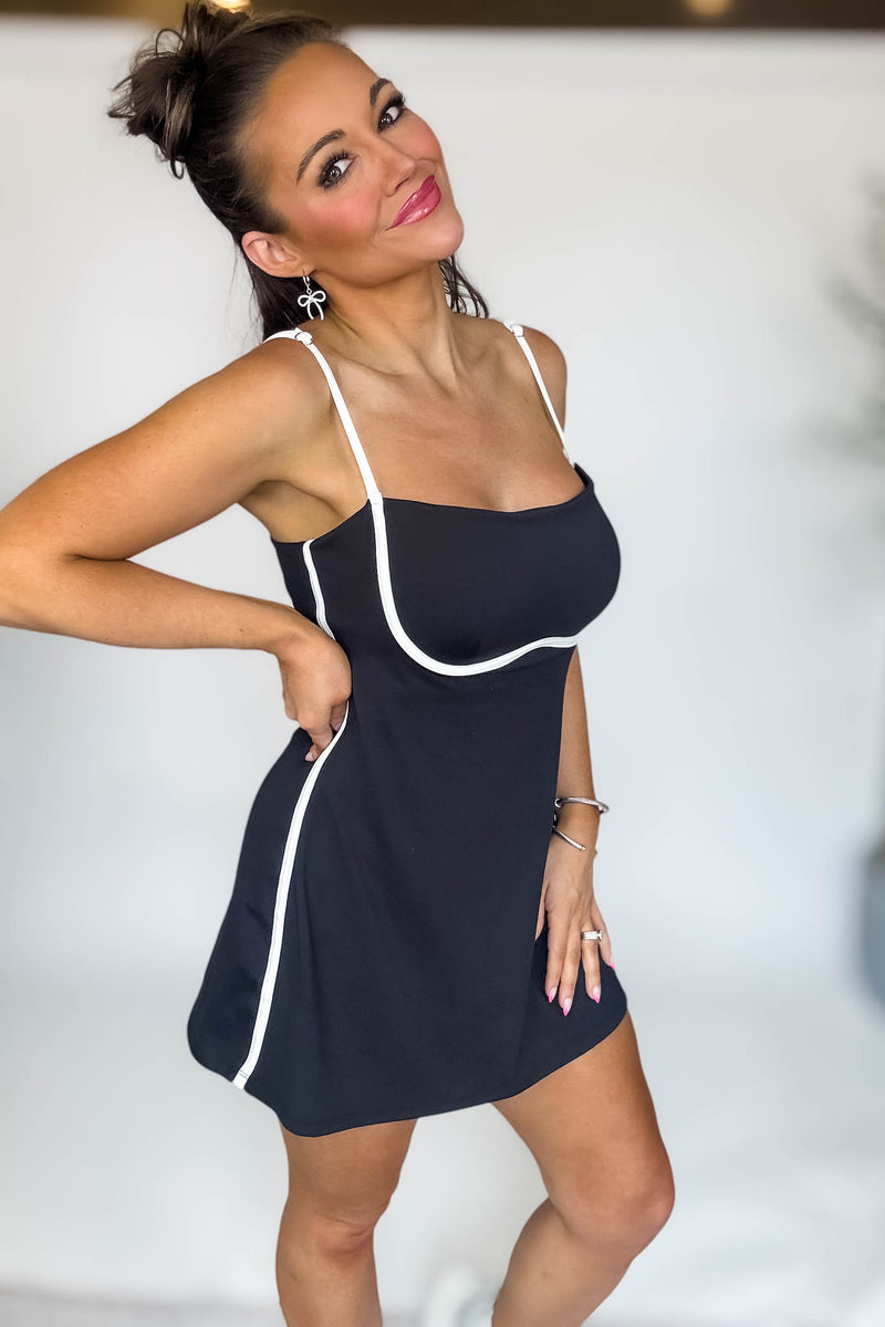 Contrast Detail Tennis Dress