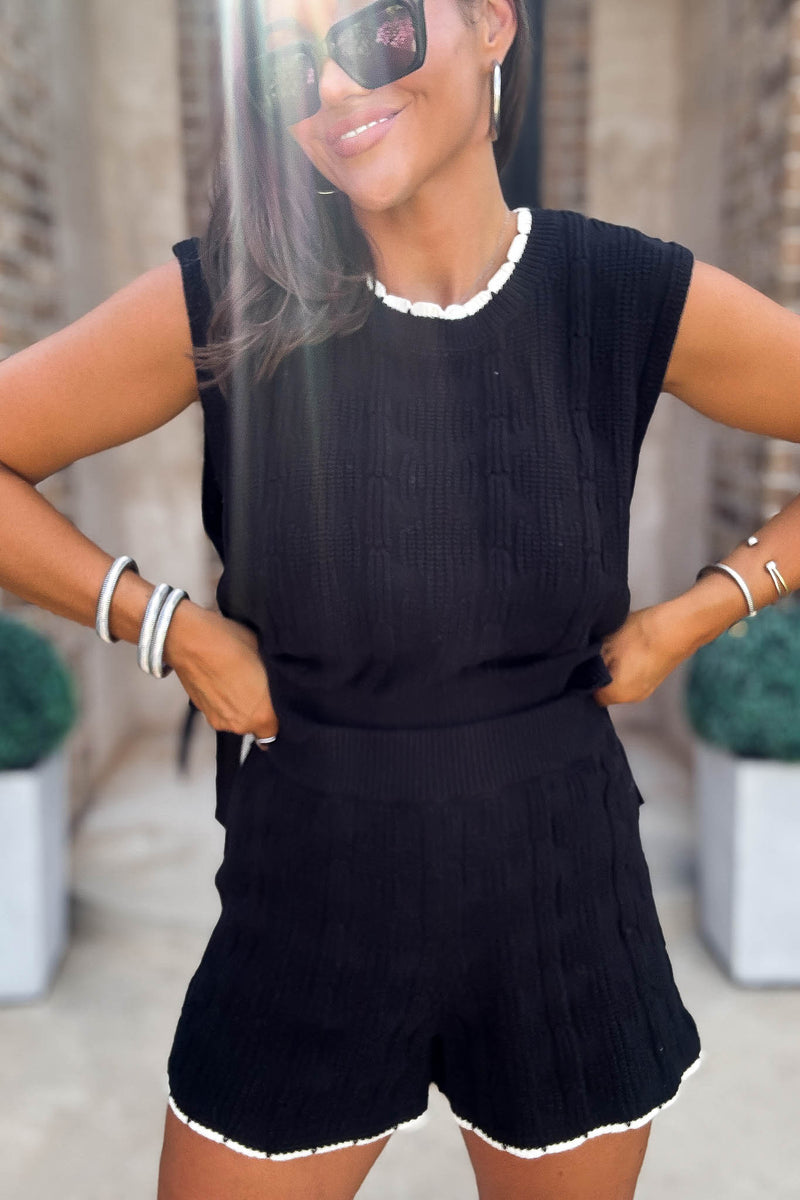 Mable Ultimate Black Sweater Shorts