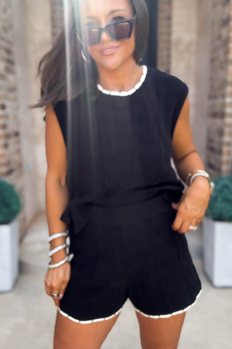 Mable Ultimate Black Sweater Shorts