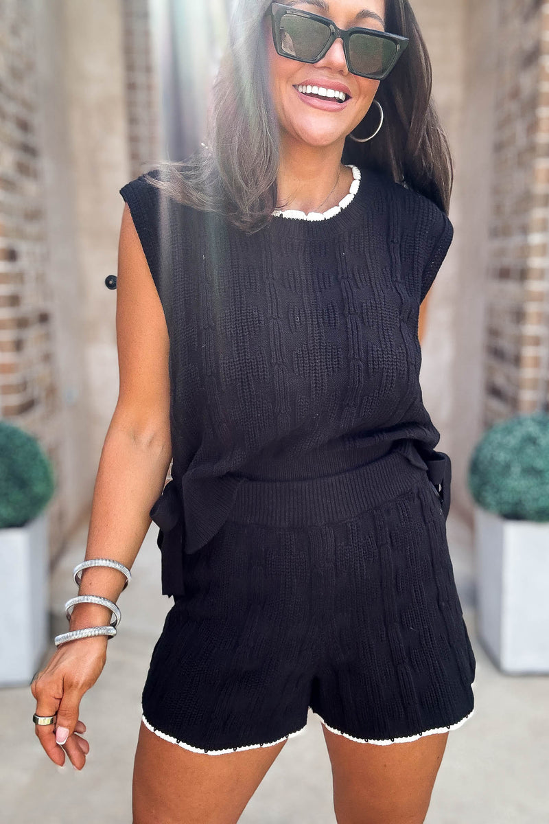 Mable Ultimate Black Sweater Shorts