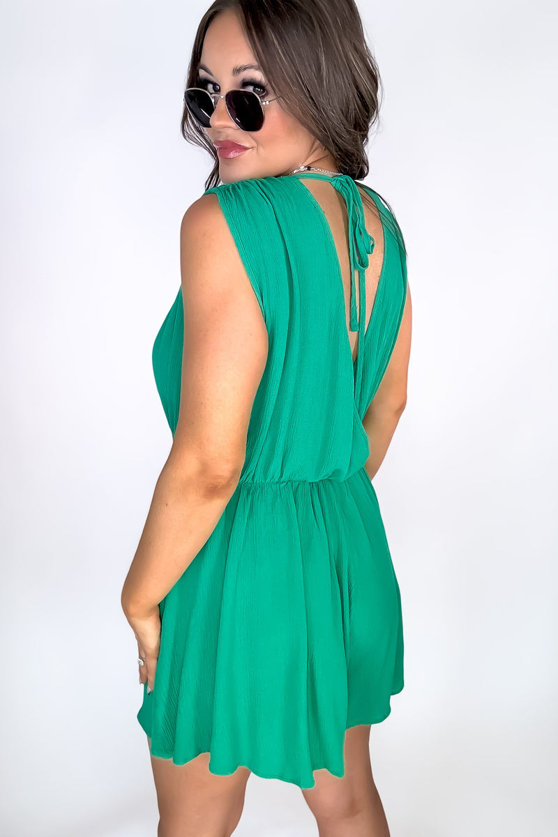 Finding My Place Green Surplice Romper
